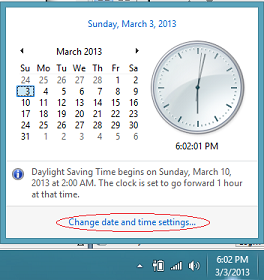 desktop time and date settings